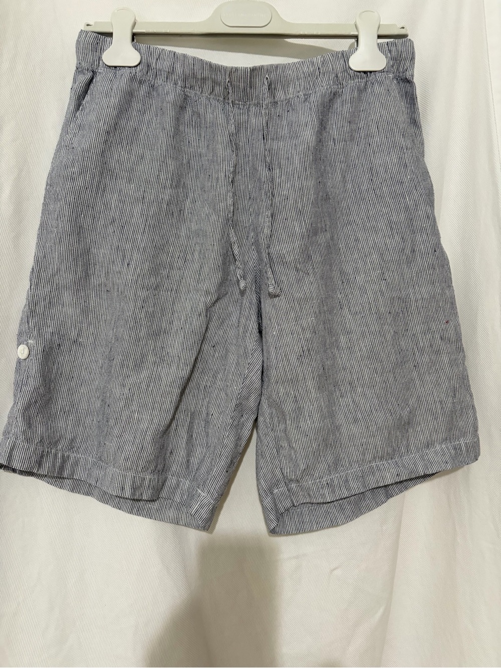 J. Jill Love Linen Navy Strip Drawstring Short Pockets Beach Coastal Women S